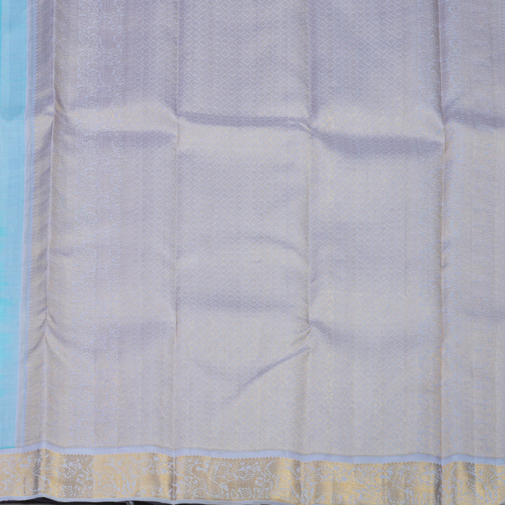 Hayagrivas Handloom Sky Blue Kanjivaram Silk Saree with Lilac Border KBE2022L2-1