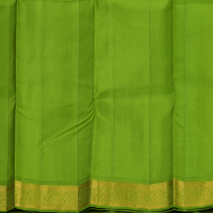Hayagrivas Handloom Black Kanjivaram Silk Saree with Parrot Green Border KBE2022L2-4