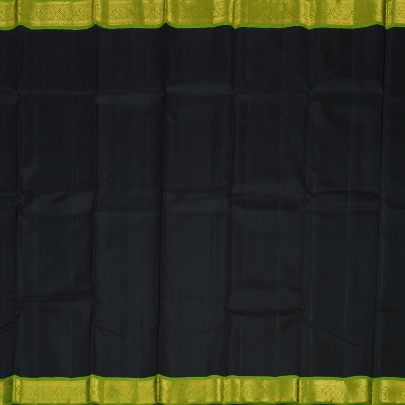 Hayagrivas Handloom Black Kanjivaram Silk Saree with Parrot Green Border KBE2022L2-4