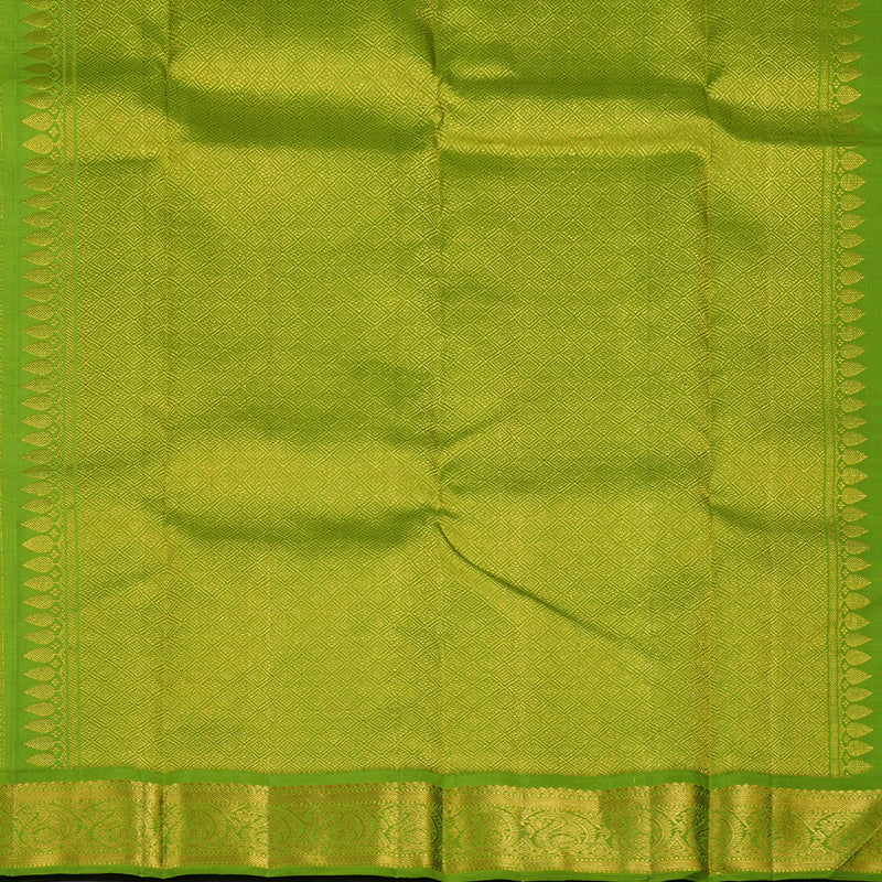 Hayagrivas Handloom Black Kanjivaram Silk Saree with Parrot Green Border KBE2022L2-4