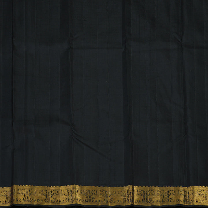 Hayagrivas Handloom Mango Yellow Kanjivaram Silk Saree with Black Border KBE2022L2-5