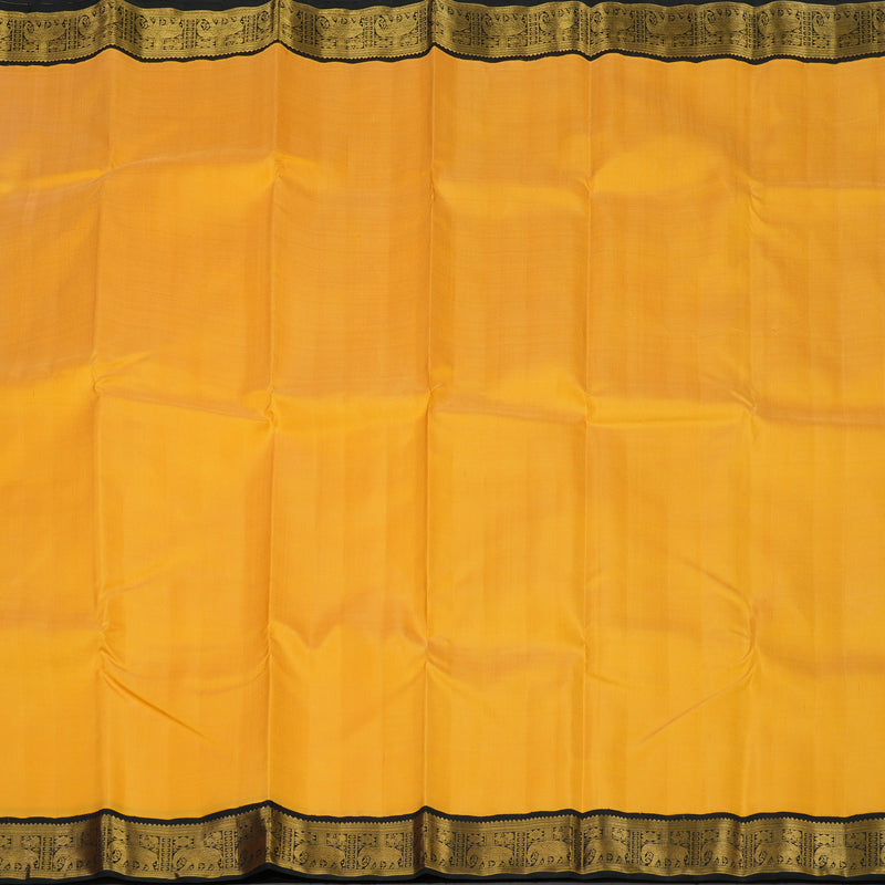 Hayagrivas Handloom Mango Yellow Kanjivaram Silk Saree with Black Border KBE2022L2-5