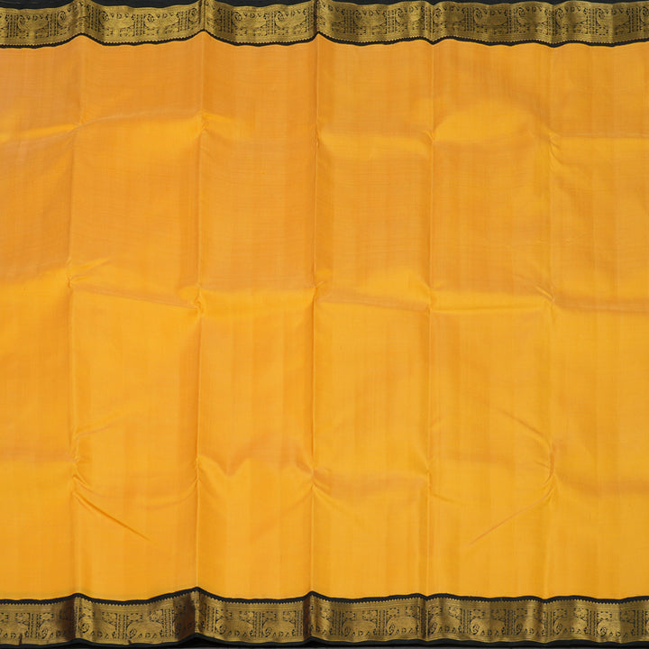 Hayagrivas Handloom Mango Yellow Kanjivaram Silk Saree with Black Border KBE2022L2-5