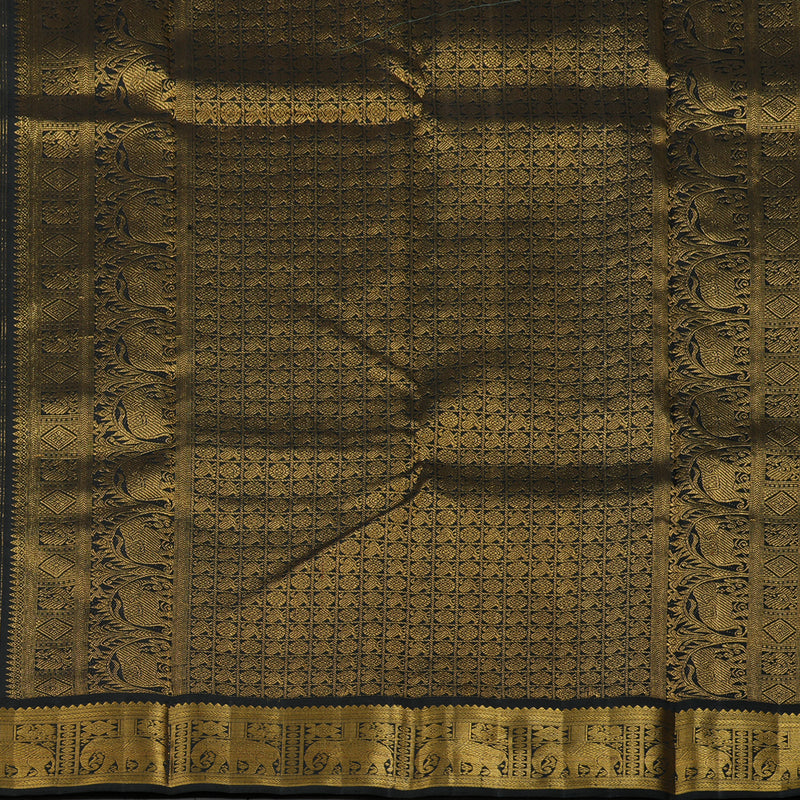 Hayagrivas Handloom Mango Yellow Kanjivaram Silk Saree with Black Border KBE2022L2-5