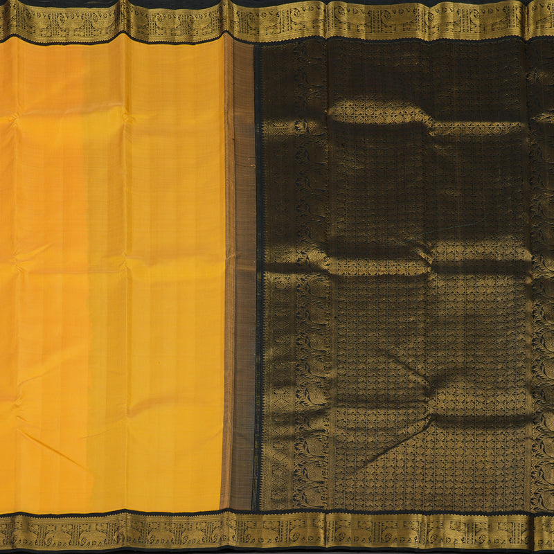 Hayagrivas Handloom Mango Yellow Kanjivaram Silk Saree with Black Border KBE2022L2-5