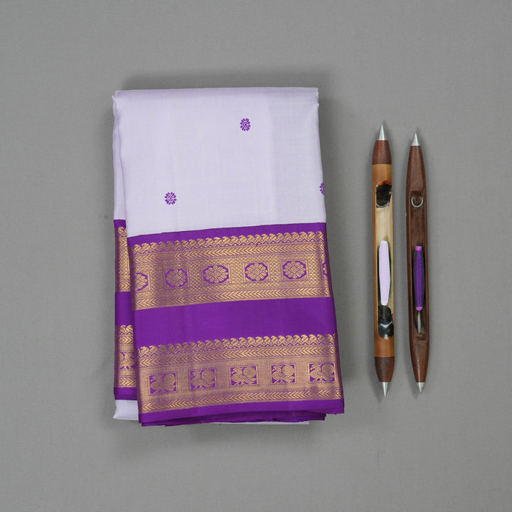 Hayagrivas Handloom Lilac Kanjivaram Silk Saree with Purple border KBE2022L3-1