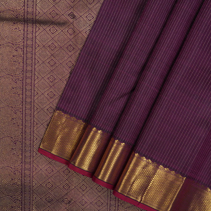 Hayagrivas Handloom Violet Kanjivaram Silk Saree KBE2025L1-1