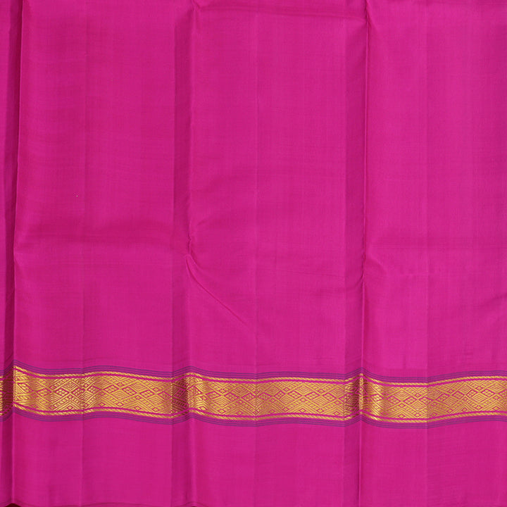 Hayagrivas Handloom Fluorescent Green Kanjivaram Silk Saree with Rani Pink Border KBE2033A4-2