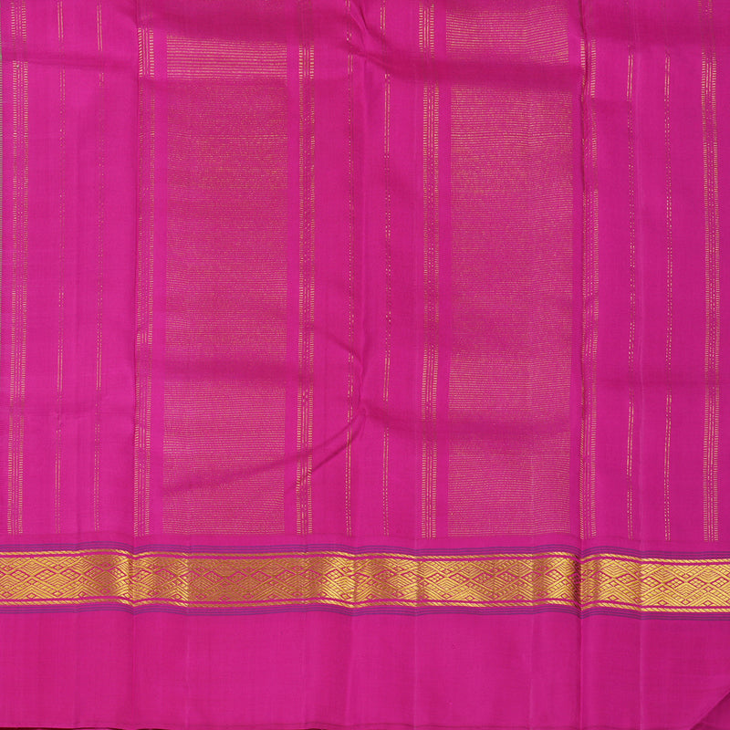 Hayagrivas Handloom Fluorescent Green Kanjivaram Silk Saree with Rani Pink Border KBE2033A4-2