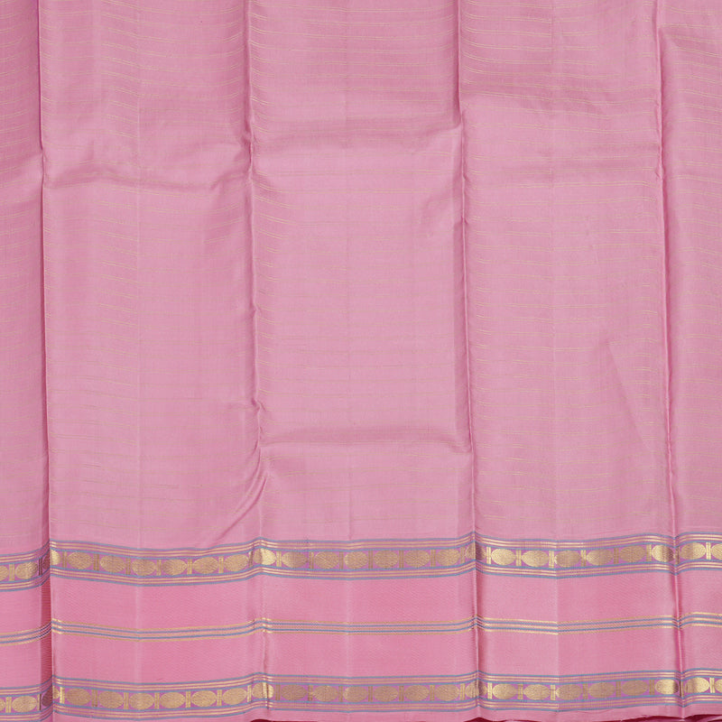 Hayagrivas Handloom Dark Blue Kanjivaram Silk Saree with Rose Pink Border KBE2034A7-1