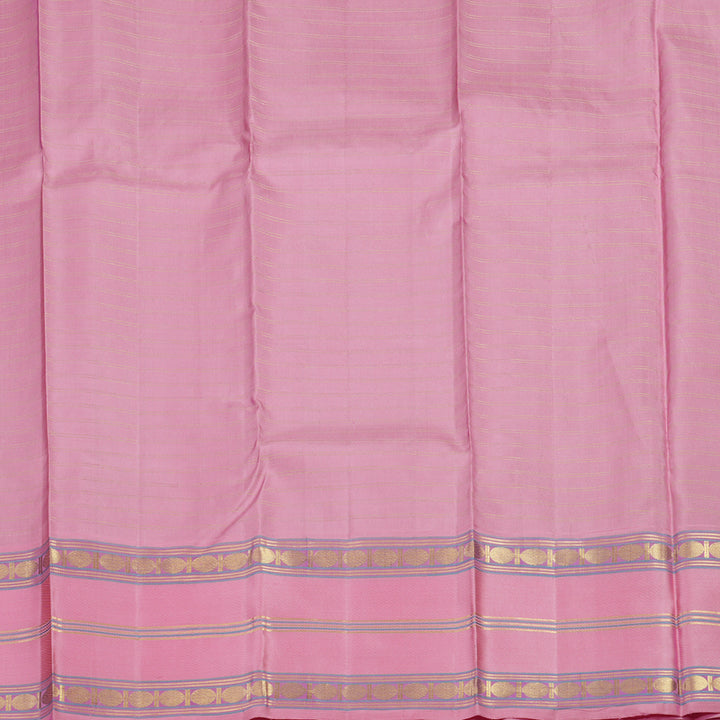 Hayagrivas Handloom Dark Blue Kanjivaram Silk Saree with Rose Pink Border KBE2034A7-1