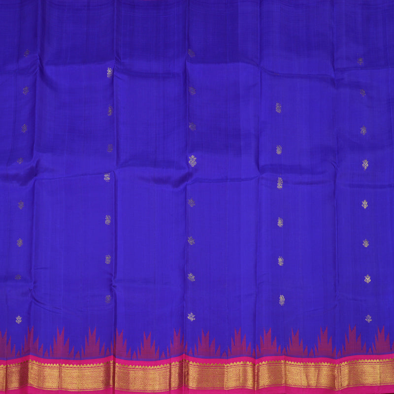 Hayagrivas Purplish-Blue One-sided Border Kanjivaram Silk Saree KBE2037A1-21