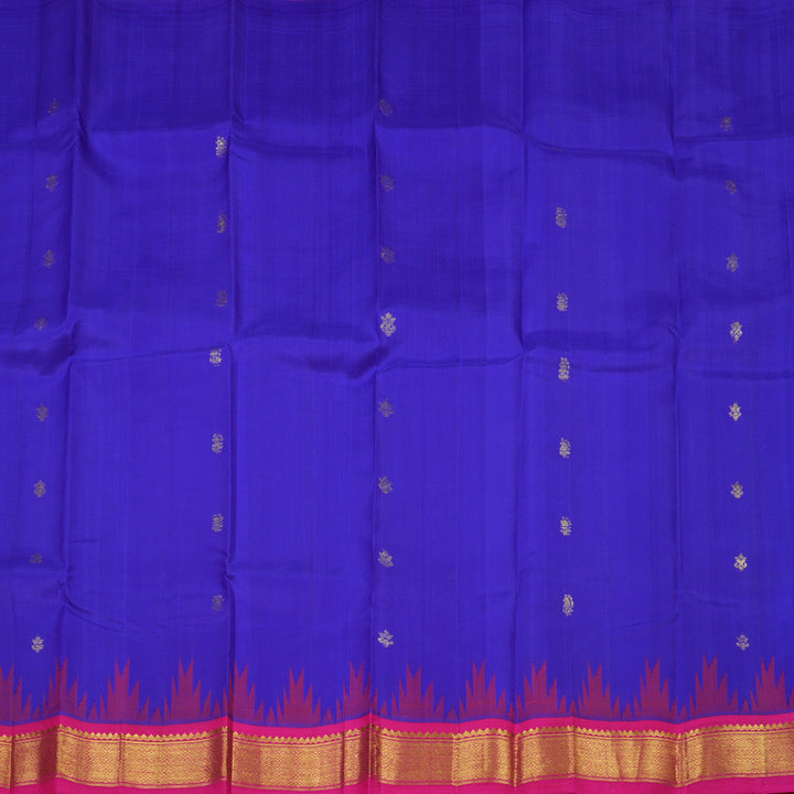 Hayagrivas Purplish-Blue One-sided Border Kanjivaram Silk Saree KBE2037A1-21