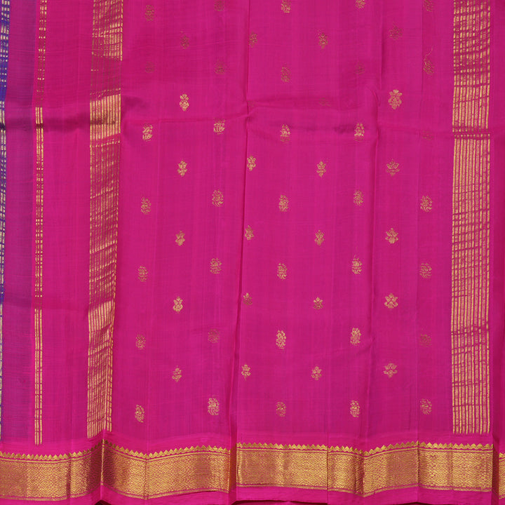 Hayagrivas Purplish-Blue One-sided Border Kanjivaram Silk Saree KBE2037A1-21