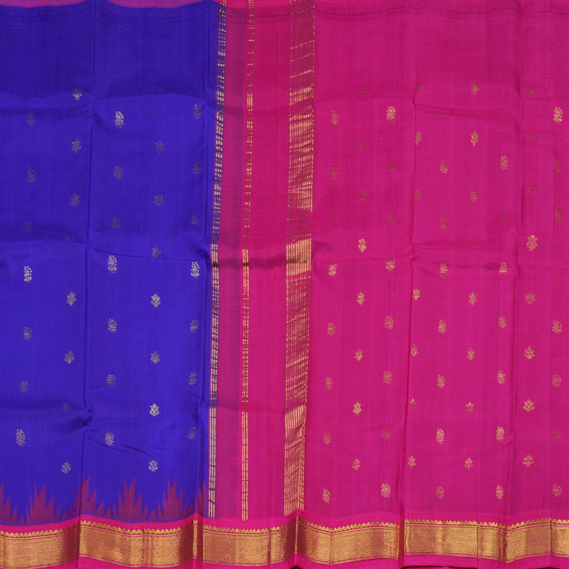 Hayagrivas Purplish-Blue One-sided Border Kanjivaram Silk Saree KBE2037A1-21