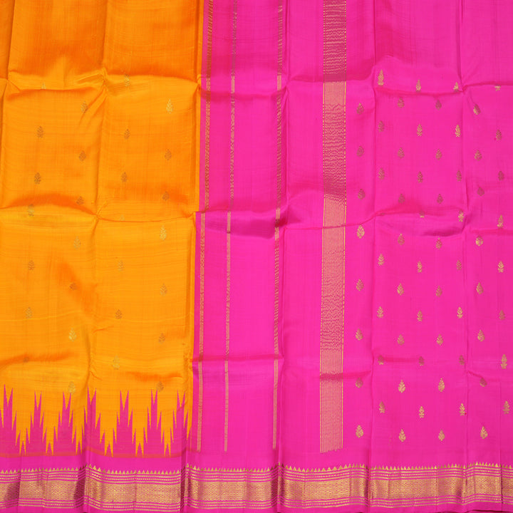 Hayagrivas Mambazham Orange Pure One-sided border Kanjivaram Silk Saree KBE2037A1-23