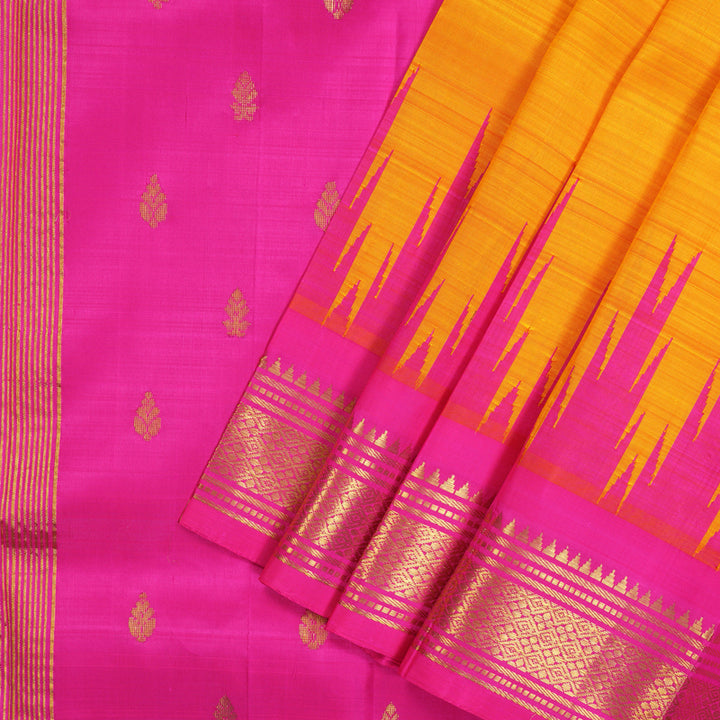 Hayagrivas Mambazham Orange Pure One-sided border Kanjivaram Silk Saree KBE2037A1-23