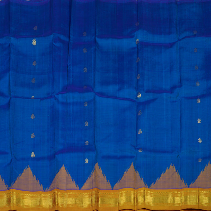 Hayagrivas Ananda Blue Pure One-sided Border Kanjivaram Silk Saree KBE2037A1-24
