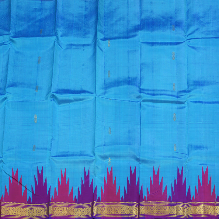 Hayagrivas Sky Blue Pure One-sided border Kanjivaram Silk Saree KBE2037A1-26