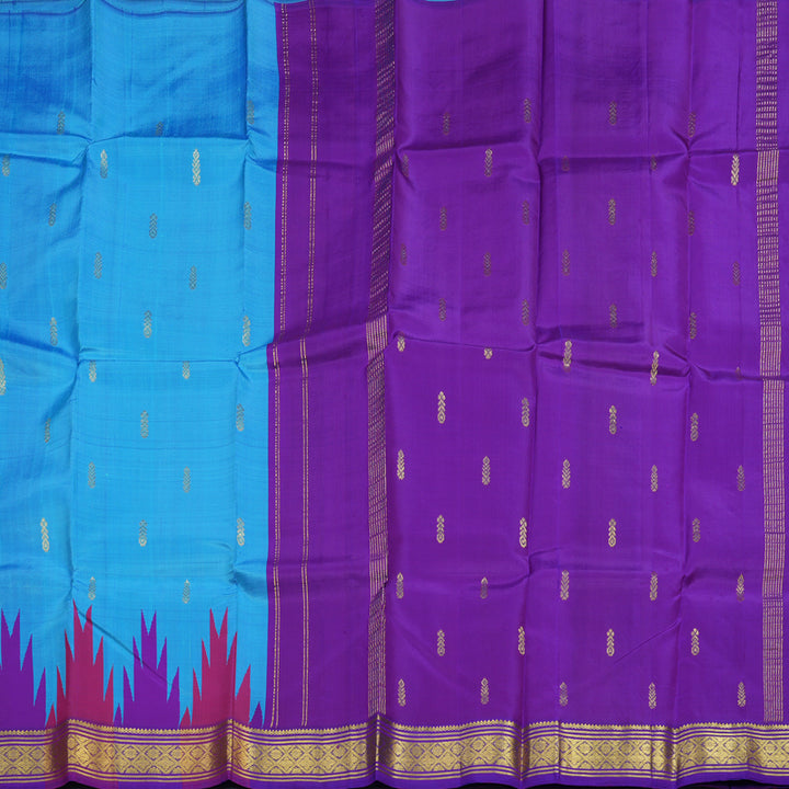 Hayagrivas Sky Blue Pure One-sided border Kanjivaram Silk Saree KBE2037A1-26