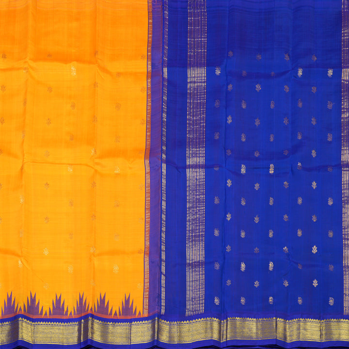 Hayagrivas Mango Yellow Pure One-sided border Kanjivaram Silk Saree KBE2037A1-29