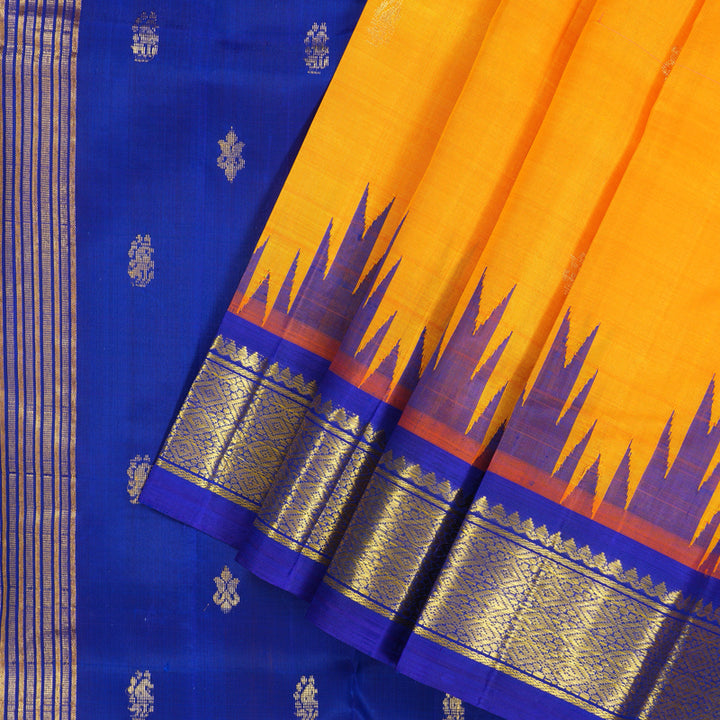 Hayagrivas Mango Yellow Pure One-sided border Kanjivaram Silk Saree KBE2037A1-29