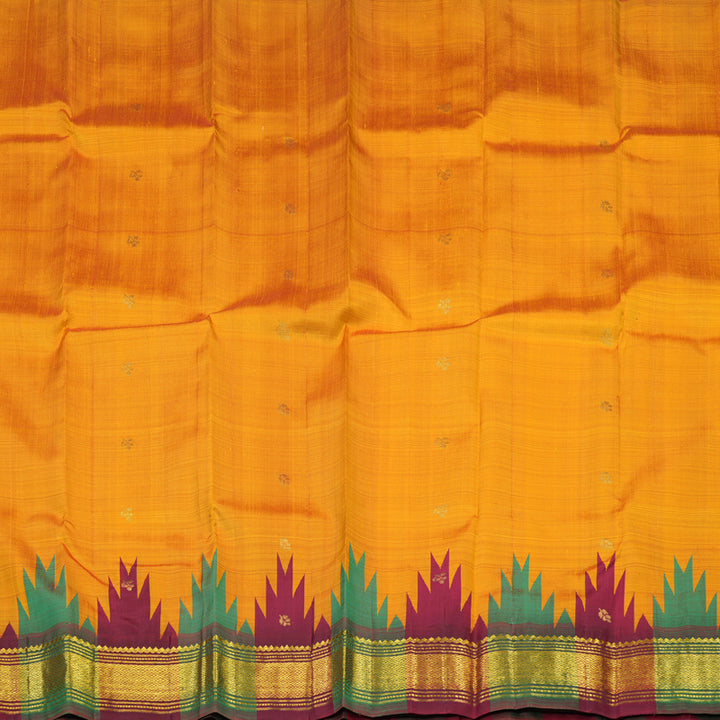 Hayagrivas Turmeric Yellow Pure One-sided border Kanjivaram Silk Saree KBE2037A1-3