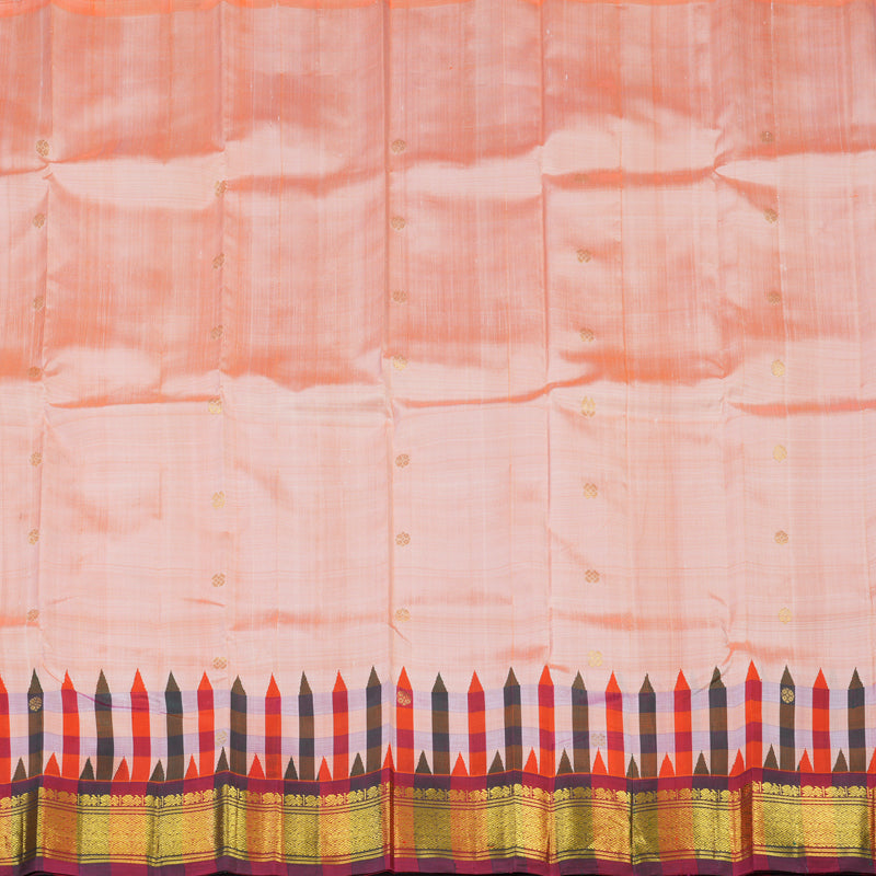 Hayagrivas Peach Pure One-sided border Kanjivaram Silk Saree KBE2037A2-1