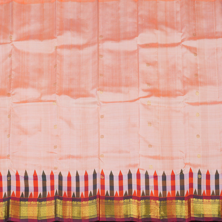 Hayagrivas Peach Pure One-sided border Kanjivaram Silk Saree KBE2037A2-1
