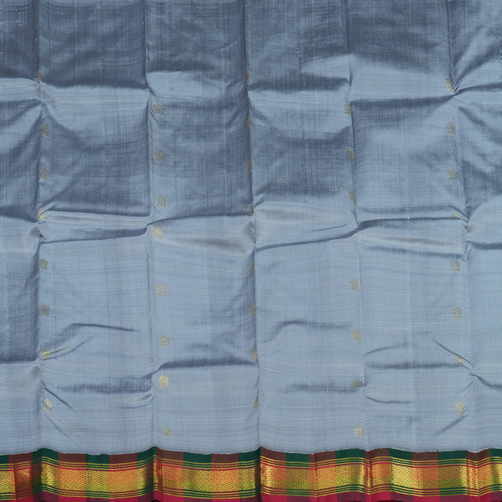 Hayagrivas Grey Pure One-sided border Kanjivaram Silk Saree KBE2038A1-12