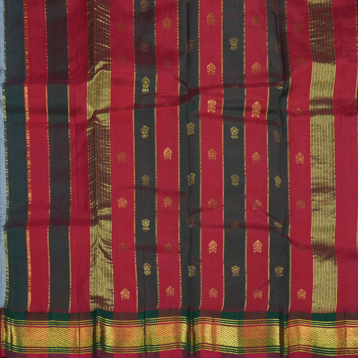 Hayagrivas Grey Pure One-sided border Kanjivaram Silk Saree KBE2038A1-12