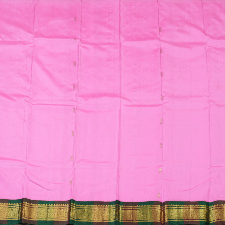 Hayagrivas Bright Pink Pure One-sided border Kanjivaram Silk Saree KBE2038A1-13