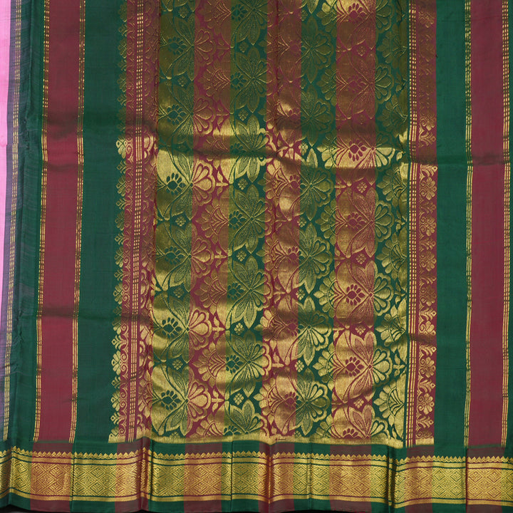 Hayagrivas Bright Pink Pure One-sided border Kanjivaram Silk Saree KBE2038A1-13