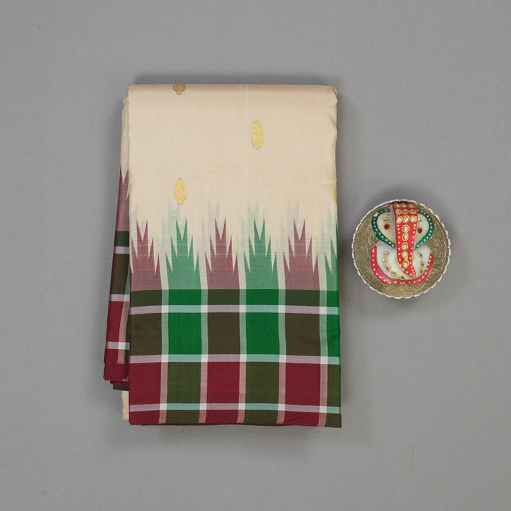 Hayagrivas Handloom Beige Kanjivaram Silk Saree KBE2038A2-3