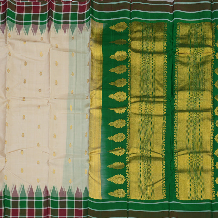 Hayagrivas Handloom Beige Kanjivaram Silk Saree KBE2038A2-3