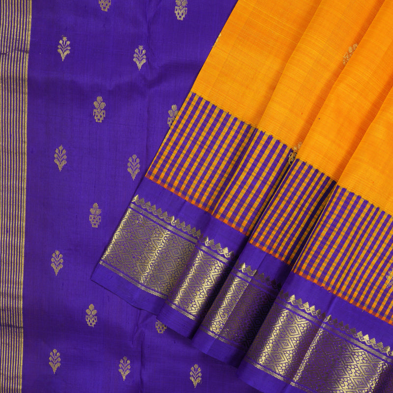 Hayagrivas Mambazham Orange Pure One-sided border Kanjivaram Silk Saree KBE2038A4-1