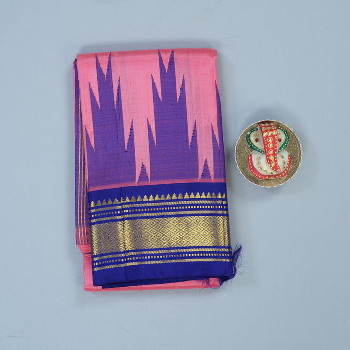 Hayagrivas Rose Pink Pure One-sided border Kanjivaram Silk Saree KBE2038A6-1