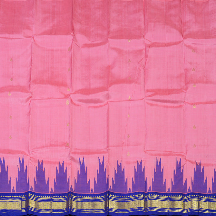 Hayagrivas Rose Pink Pure One-sided border Kanjivaram Silk Saree KBE2038A6-1