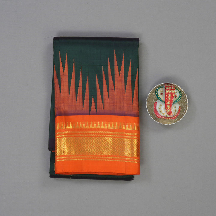 Hayagrivas Karum Pachai Pure One-sided border Kanjivaram Silk Saree KBE2038A6-2