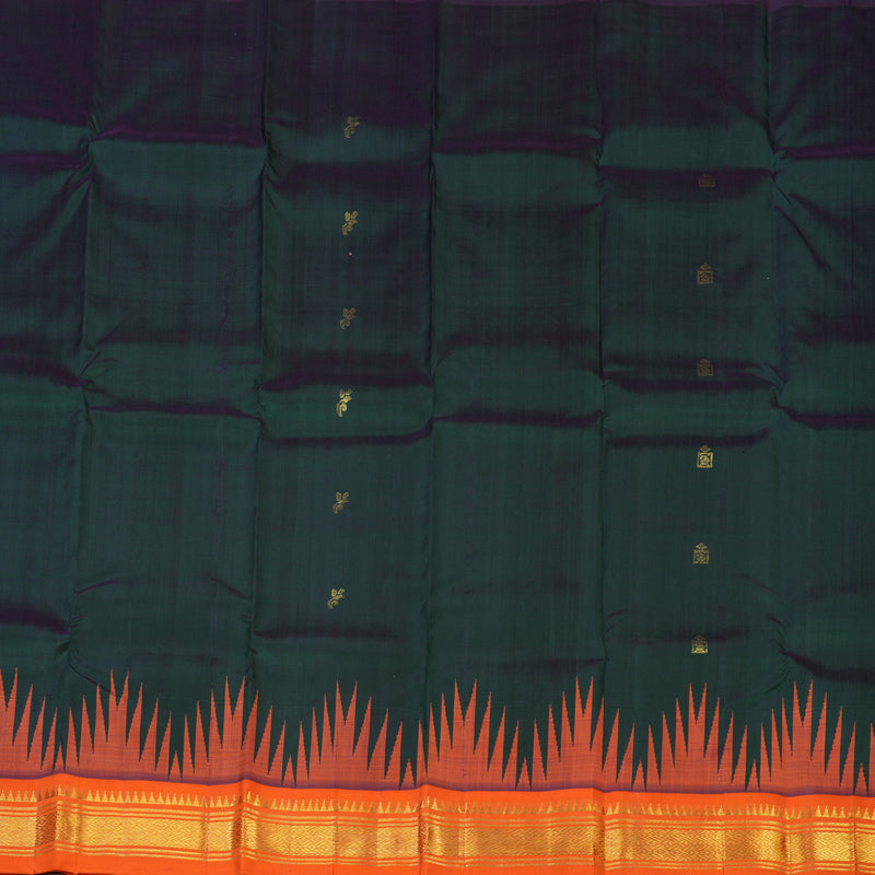 Hayagrivas Karum Pachai Pure One-sided border Kanjivaram Silk Saree KBE2038A6-2