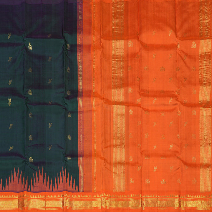 Hayagrivas Karum Pachai Pure One-sided border Kanjivaram Silk Saree KBE2038A6-2