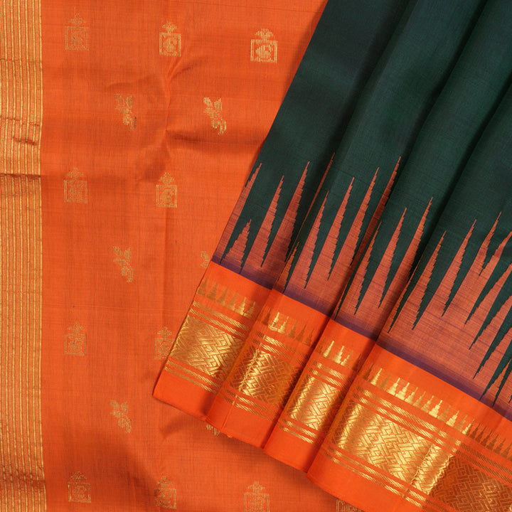 Hayagrivas Karum Pachai Pure One-sided border Kanjivaram Silk Saree KBE2038A6-2