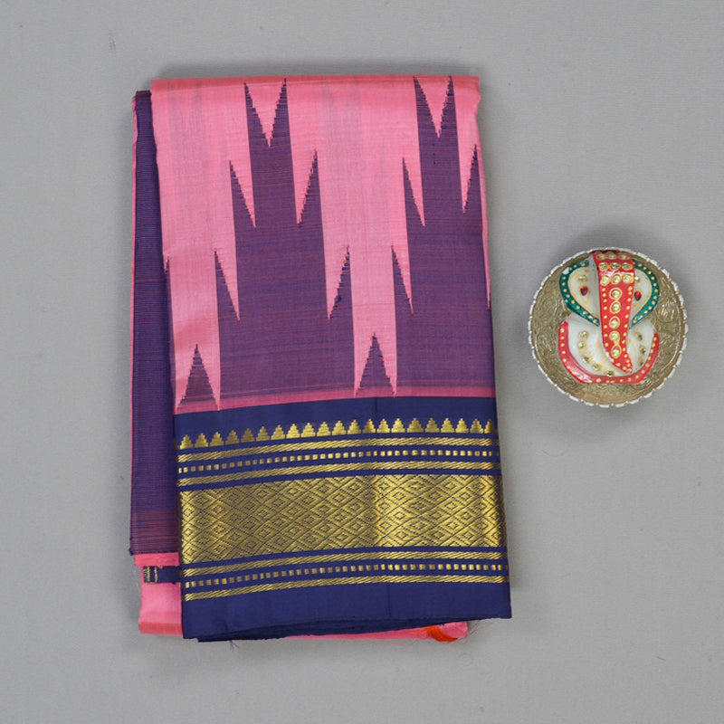 Hayagrivas Rose Pink Pure One-sided border Kanjivaram Silk Saree KBE2038A6-24