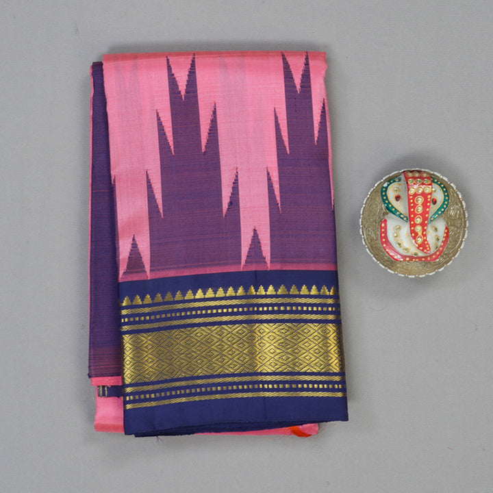 Hayagrivas Rose Pink Pure One-sided border Kanjivaram Silk Saree KBE2038A6-24