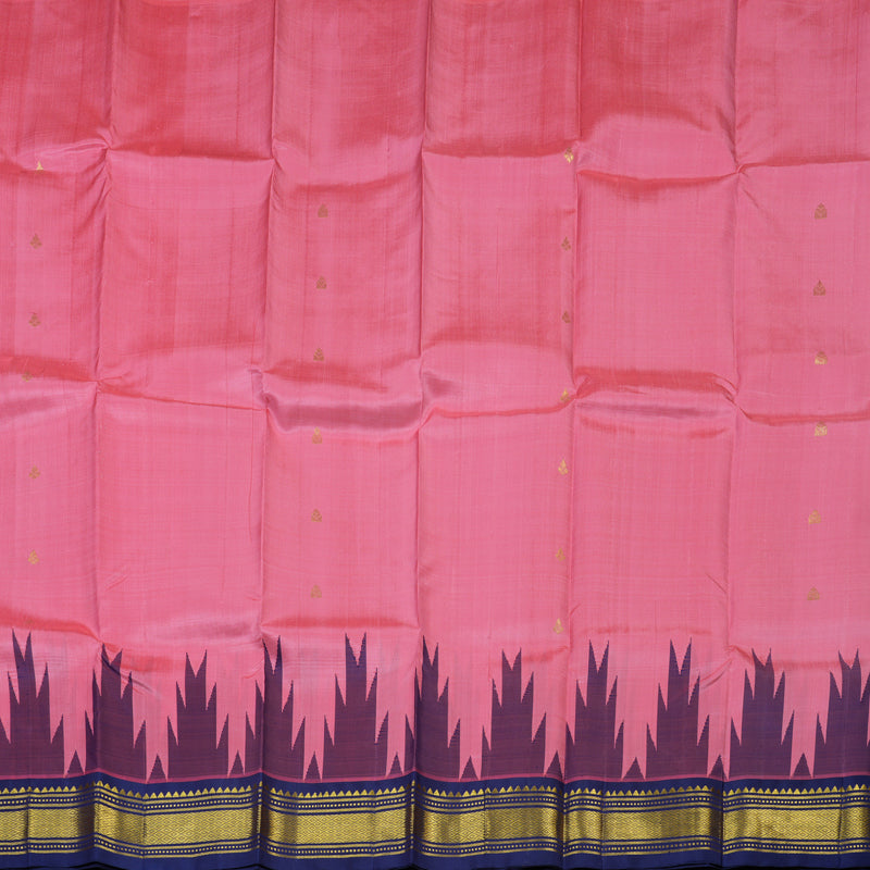 Hayagrivas Rose Pink Pure One-sided border Kanjivaram Silk Saree KBE2038A6-24