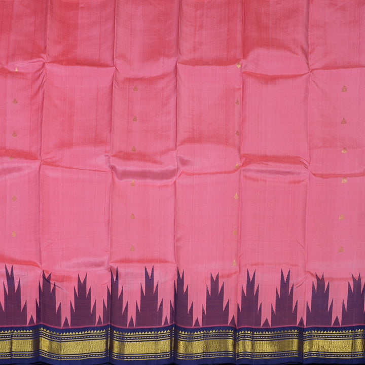 Hayagrivas Rose Pink Pure One-sided border Kanjivaram Silk Saree KBE2038A6-24