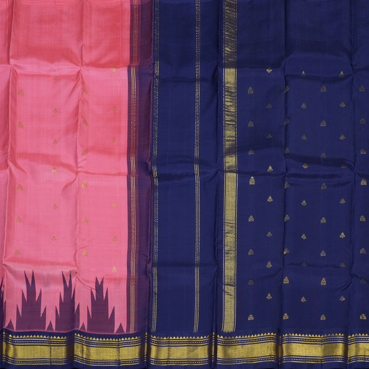Hayagrivas Rose Pink Pure One-sided border Kanjivaram Silk Saree KBE2038A6-24