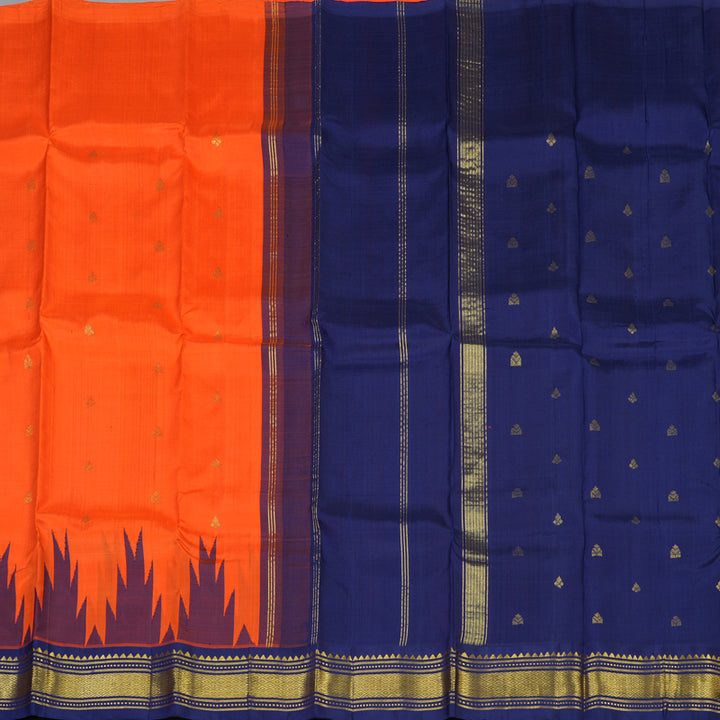Hayagrivas Fanta Orange Pure One-sided border Kanjivaram Silk Saree KBE2038A6-25
