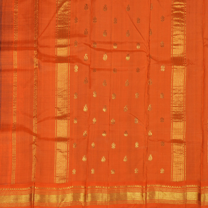 Hayagrivas Peacock Green One-sided Border Kanjivaram Silk Saree KBE2038A6-3