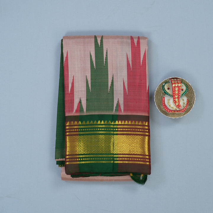 Hayagrivas Onion Pink Pure One-sided border Kanjivaram Silk Saree KBE2038A6-32